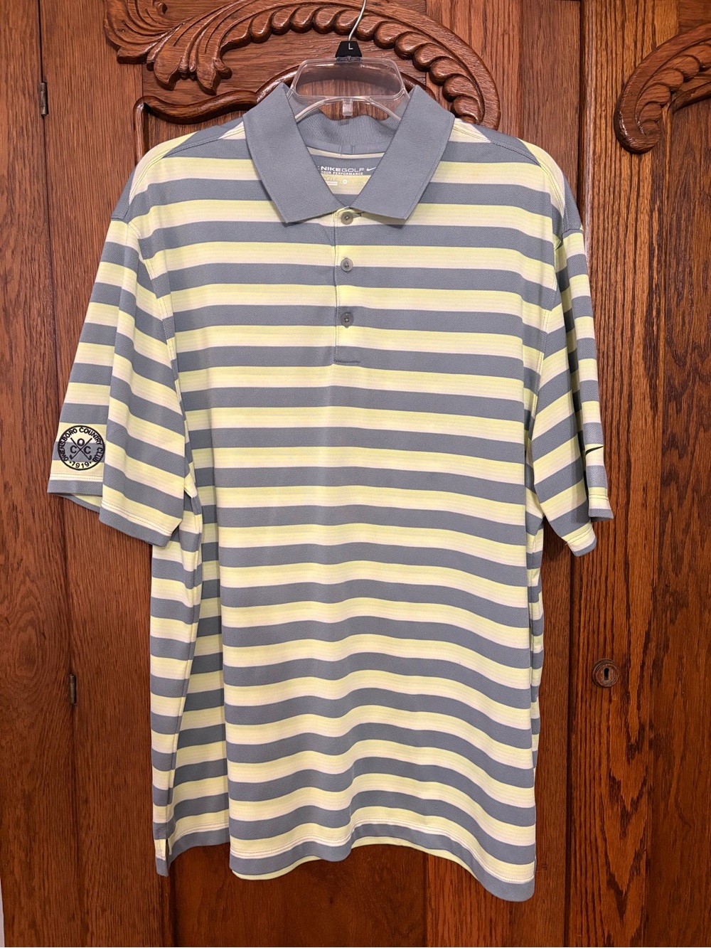 Nike Men’s Gray and Light Yellow Striped Polo